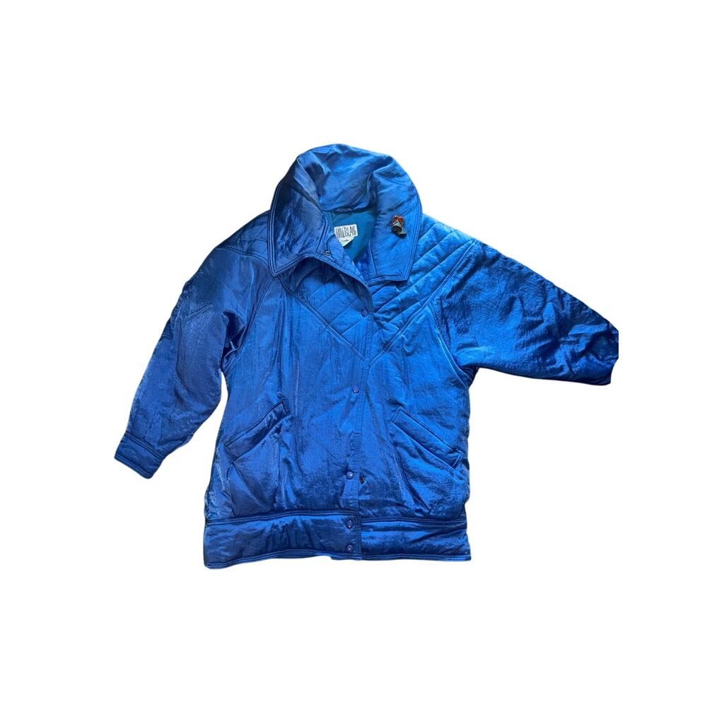 Vintage Bill Blass Cobalt Blue Oversized Puffer Jacket Women’s 8 80s Quilted - Picture 2 of 8